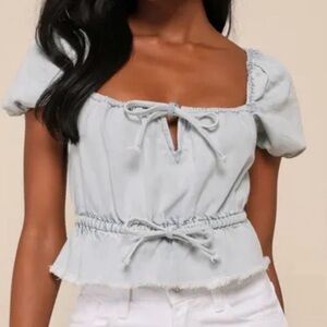 Jacquie The Label denim cropped top SIZE LARGE